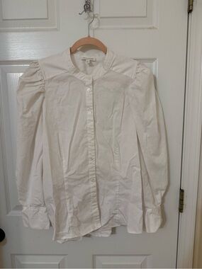 Prologue White Puff-Sleeve Button-Down Shirt